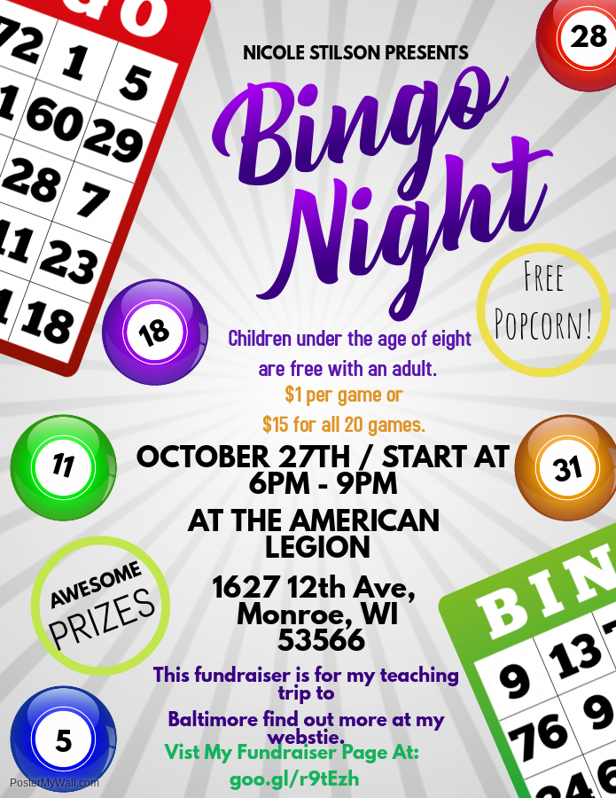 Bingo Fundraiser Is A Week Away!! 